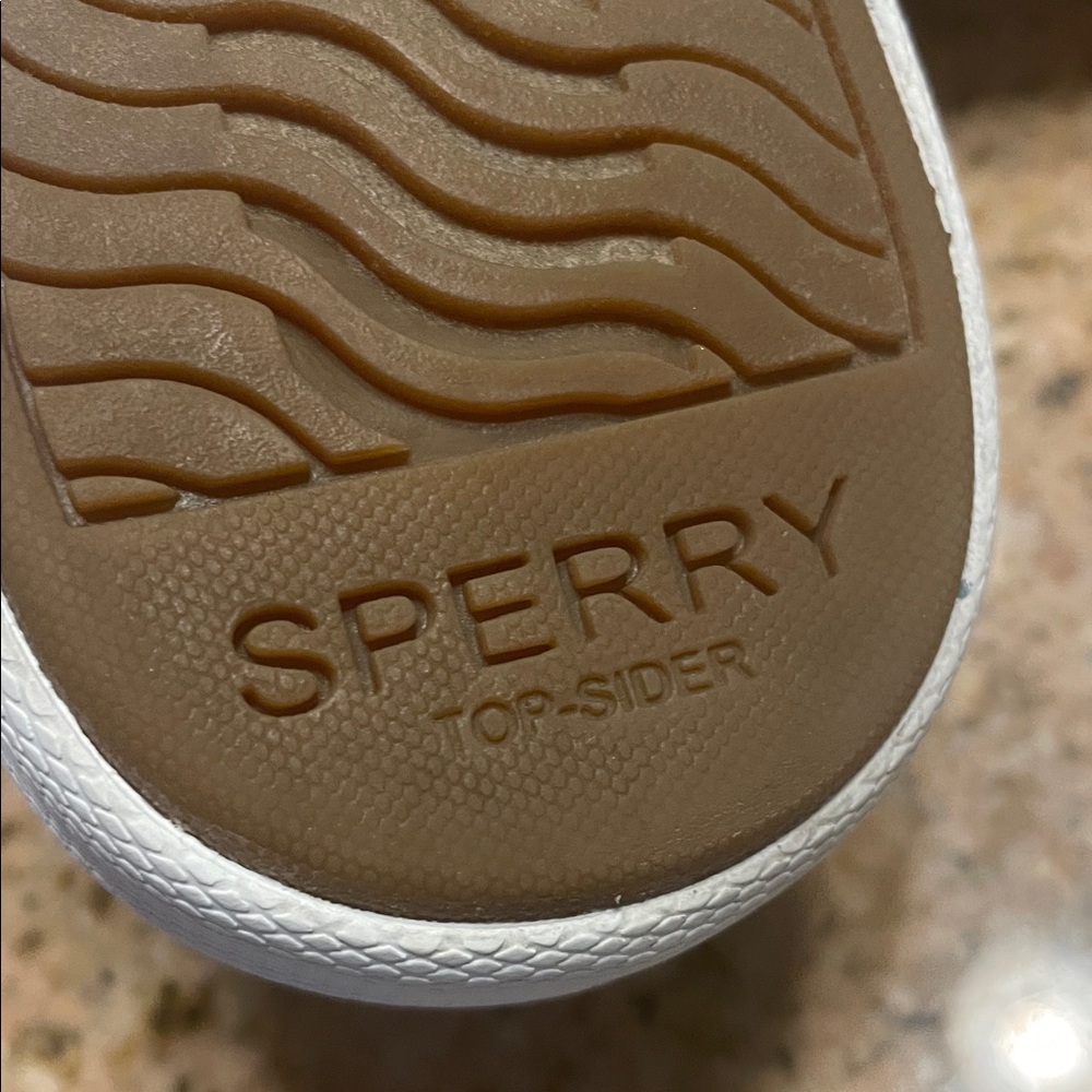 Sperry Topsiders Cream Canvas with Tan Leather Laces - Like New! Size 7 - Picture 10 of 12